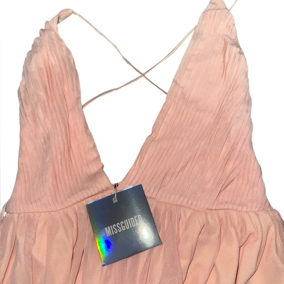 Missguided Plunging Neck Maxi Dress Peach Size 6 - Picture 5 of 16